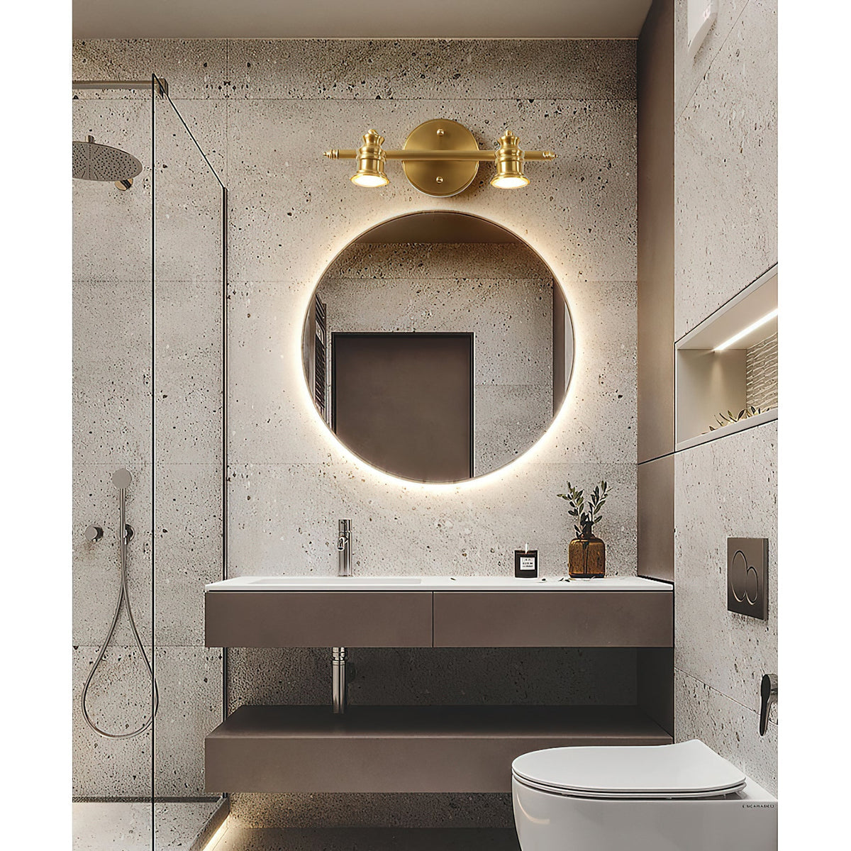 Adjustable Brass Track Wall Light – Multi-Spot Indoor Sconce for Picture Gallery, Kitchen Counter & Bath | Thomler