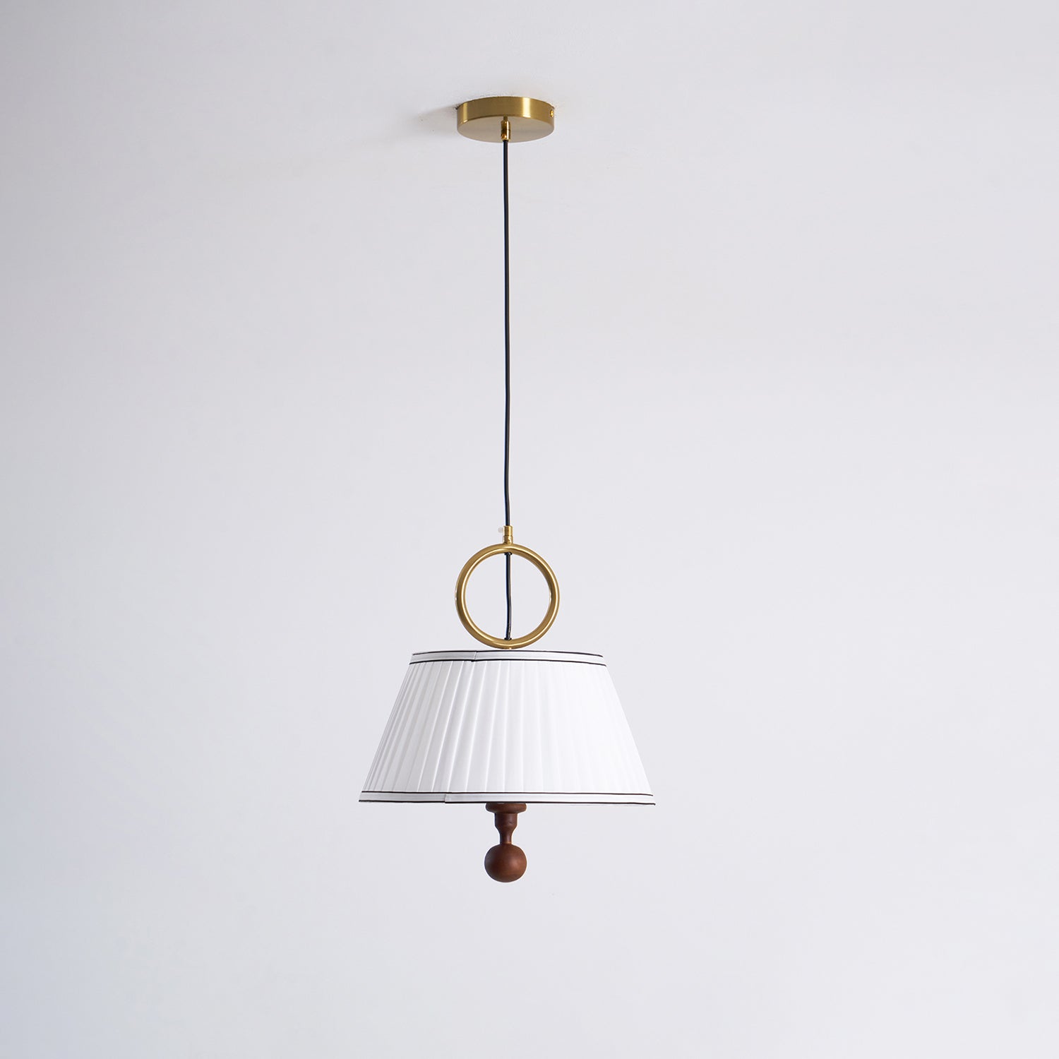 Pendant Light Wood And Cloth 13.8 in Diameter 16.9 in Height Adjustable Modern Dining Living Room Lighting | Thomler