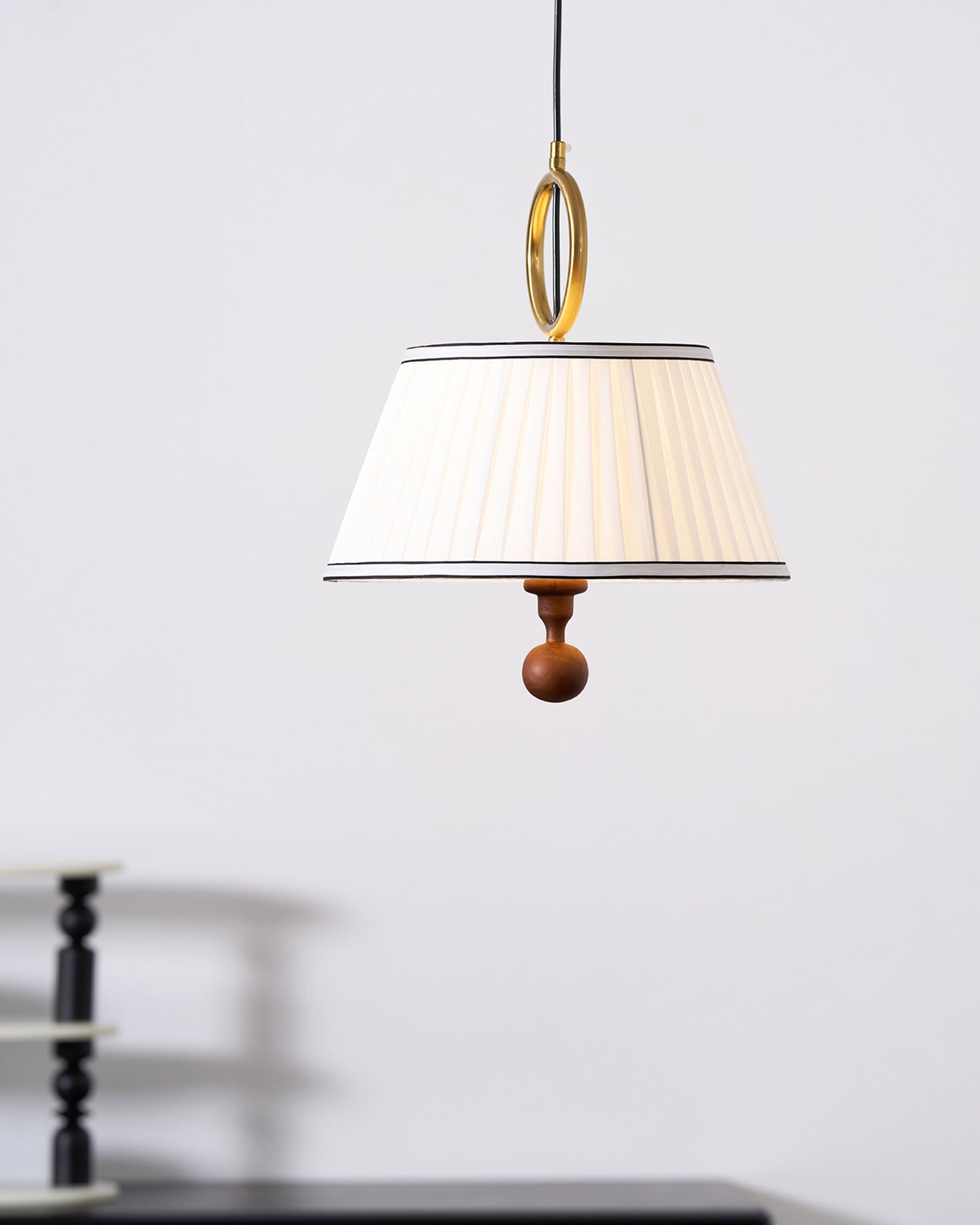 Pendant Light Wood And Cloth 13.8 in Diameter 16.9 in Height Adjustable Modern Dining Living Room Lighting | Thomler