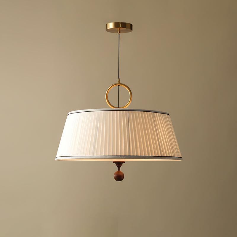 Pendant Light Wood And Cloth 13.8 in Diameter 16.9 in Height Adjustable Modern Dining Living Room Lighting | Thomler
