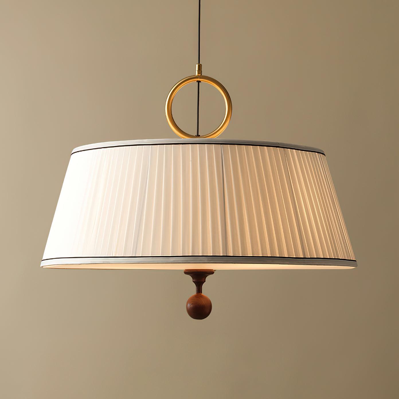 Pendant Light Wood And Cloth 13.8 in Diameter 16.9 in Height Adjustable Modern Dining Living Room Lighting | Thomler