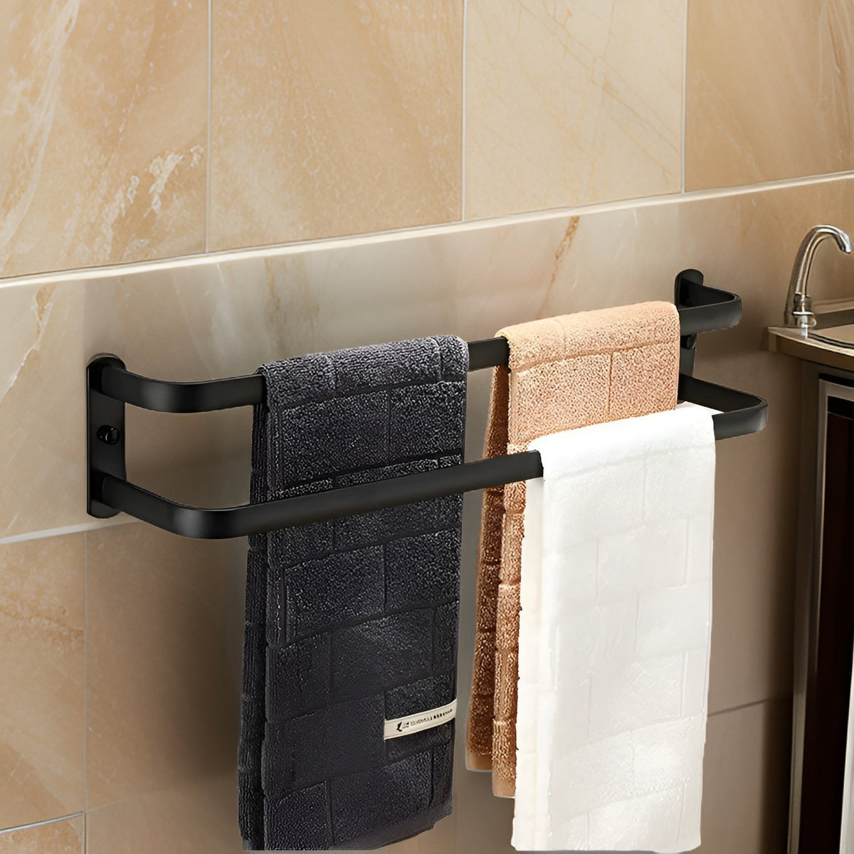 Wall-Mount Towel Bar Rack for Bathroom – Space-Saving Multi-Bar Aluminum Holder for Bath Towels & Hand Towels | Thomler