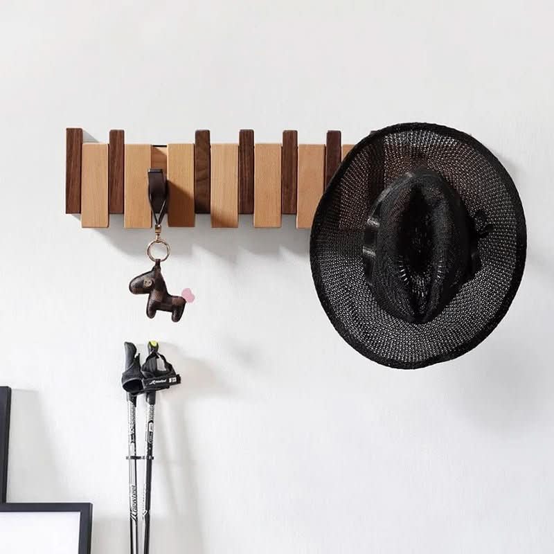 Coat Rack Wooden Piano Style 23.6 in Wall Mounted Natural Home Entryway Organizer | Thomler