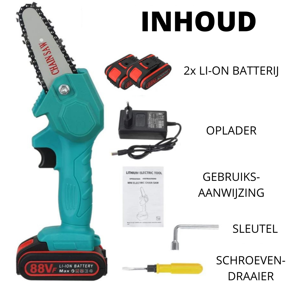 Cordless Electric Mini Chainsaw with 2 Batteries – Compact One-Hand Pruning Saw for Trees & Yard Work | Thomler