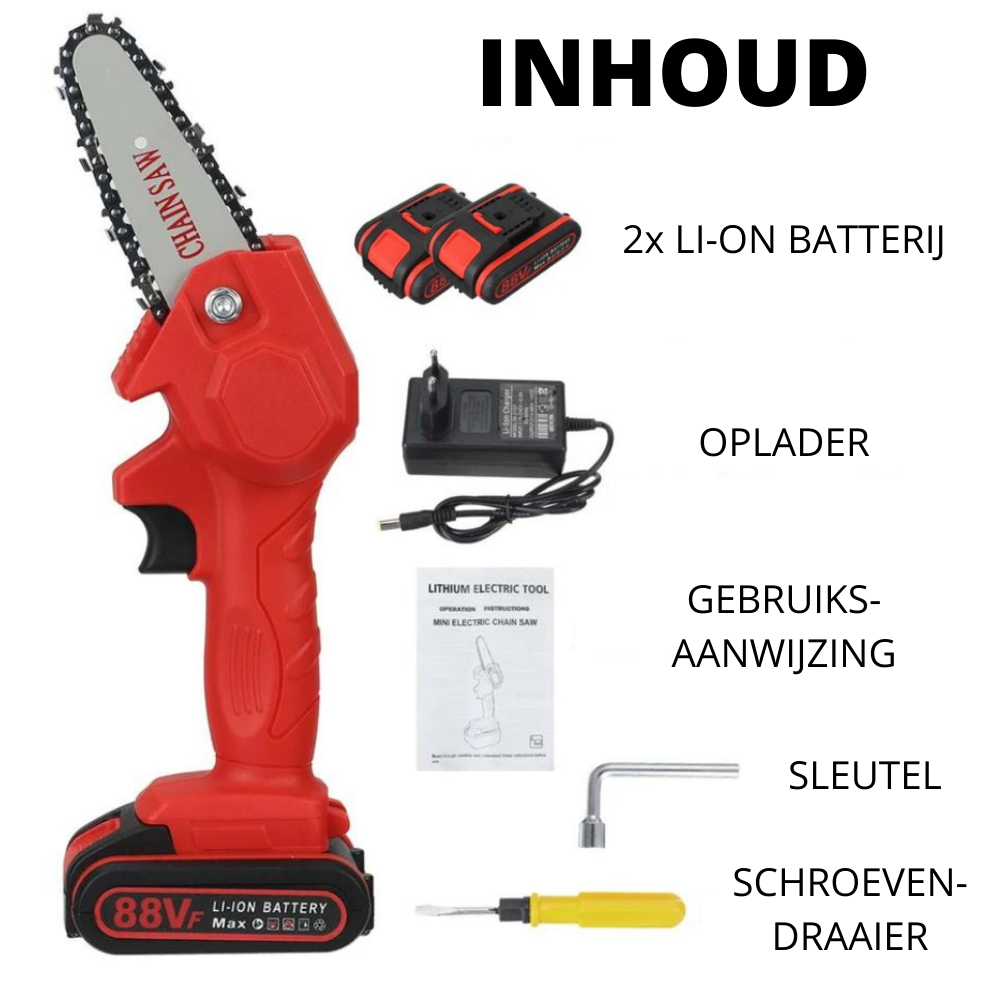 Cordless Electric Mini Chainsaw with 2 Batteries – Compact One-Hand Pruning Saw for Trees & Yard Work | Thomler
