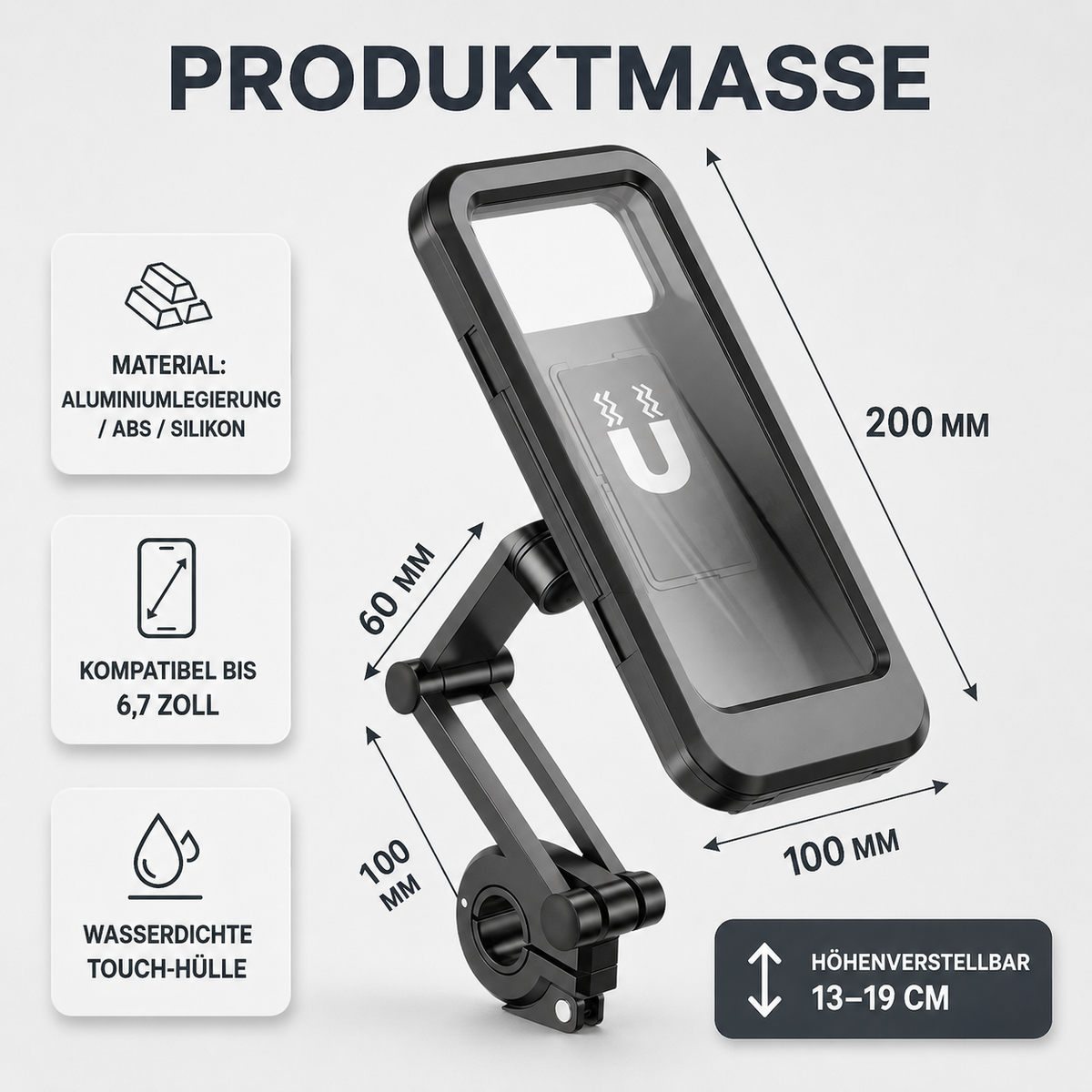 Waterproof Motorcycle Phone Mount with 360° Rotation for Bikes & Scooters – Universal Holder for Smartphones up to 6.7 Inches | Thomler