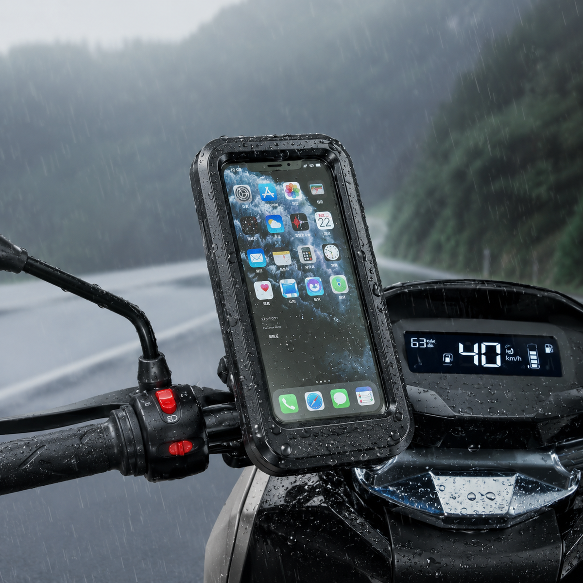Waterproof Motorcycle Phone Mount with 360° Rotation for Bikes & Scooters – Universal Holder for Smartphones up to 6.7 Inches | Thomler