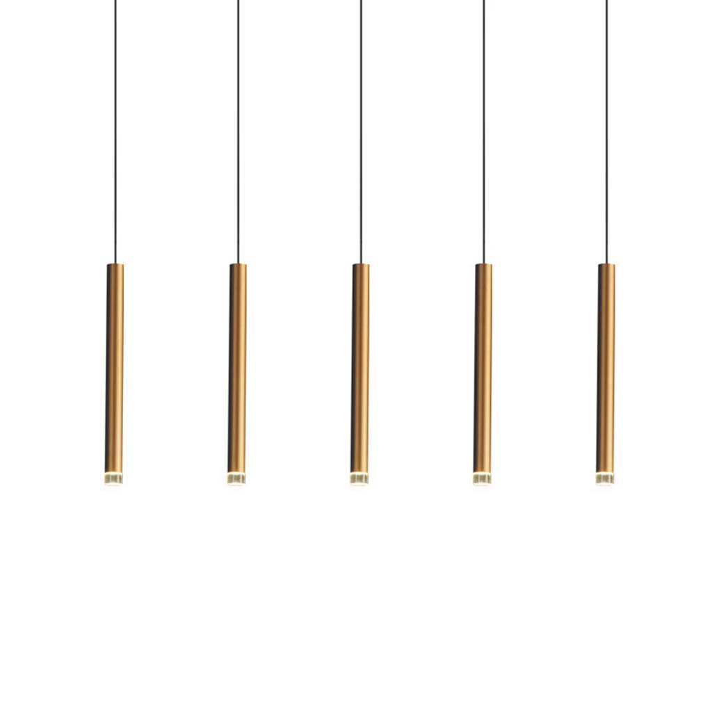 Pendant Light Aluminum Tube 17.7 in Gold Modern Living Room Dining Kitchen Island Hanging LED Fixture Adjustable | Thomler