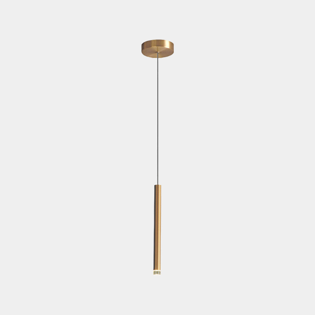 Pendant Light Aluminum Tube 17.7 in Gold Modern Living Room Dining Kitchen Island Hanging LED Fixture Adjustable | Thomler