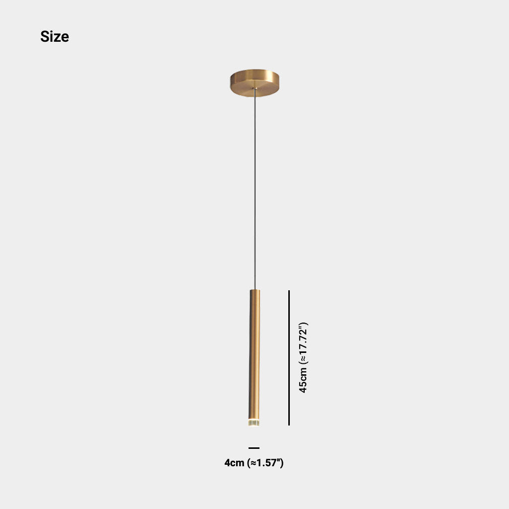 Pendant Light Aluminum Tube 17.7 in Gold Modern Living Room Dining Kitchen Island Hanging LED Fixture Adjustable | Thomler