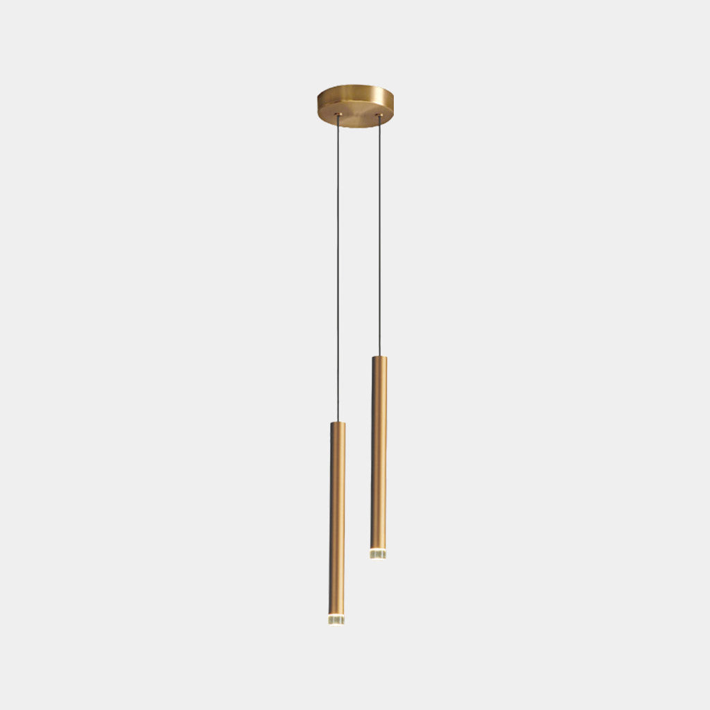 Pendant Light Aluminum Tube 17.7 in Gold Modern Living Room Dining Kitchen Island Hanging LED Fixture Adjustable | Thomler