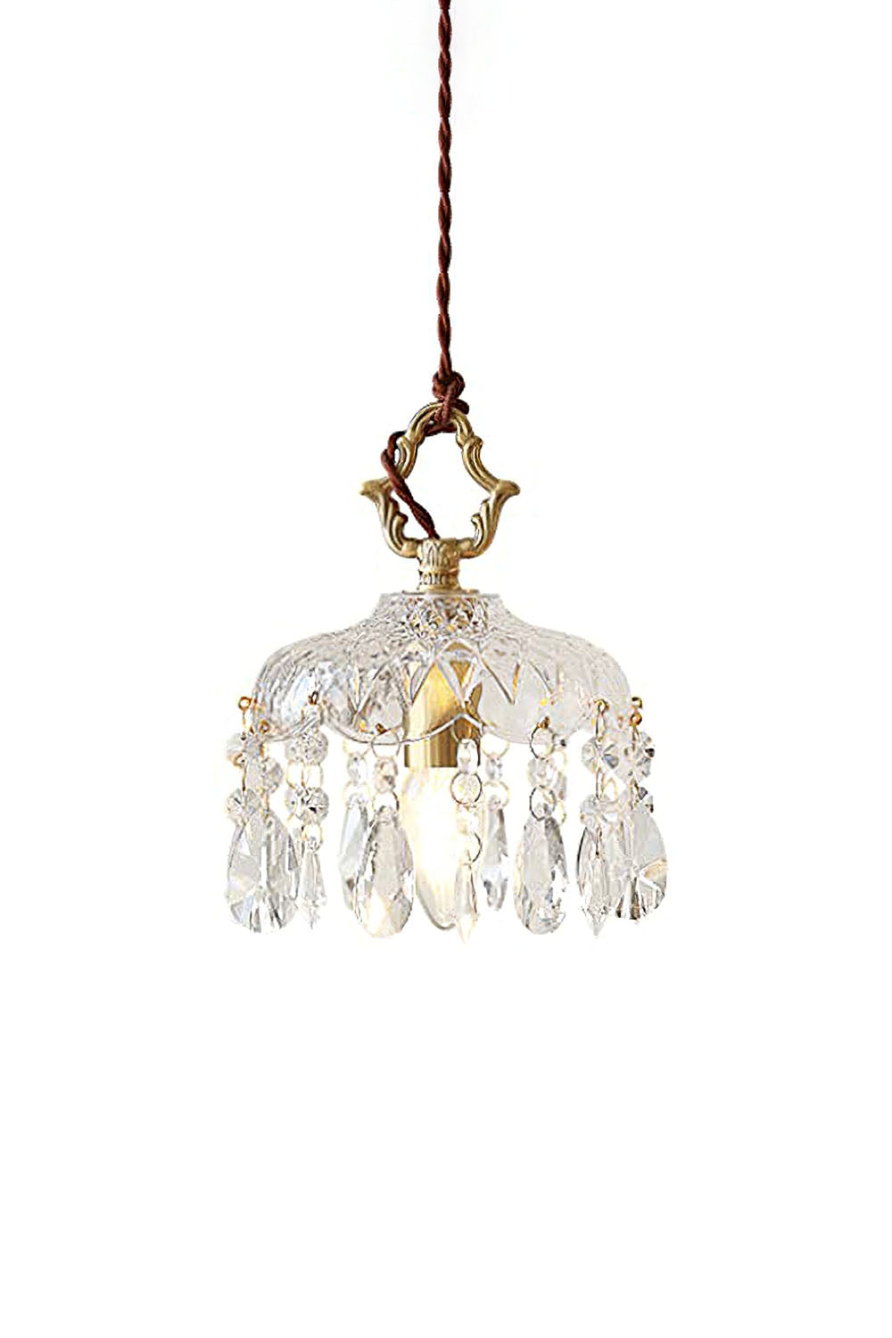 Retro Hanging Ceiling Fixture with Textured Shade for Kitchen Island Entryway Dining Room | Hardwired Single-Bulb Suspended Lighting | Thomler