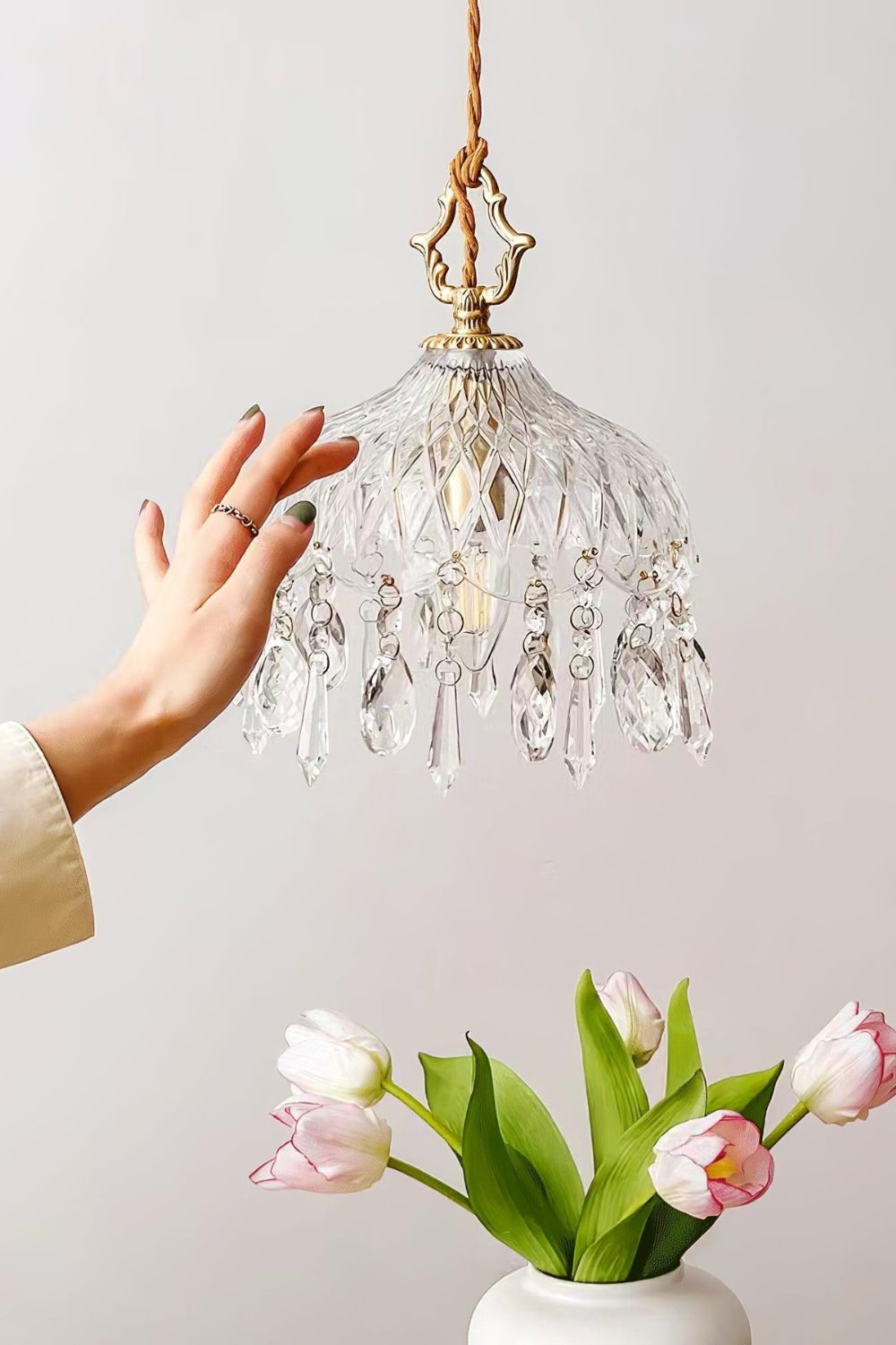 Retro Hanging Ceiling Fixture with Textured Shade for Kitchen Island Entryway Dining Room | Hardwired Single-Bulb Suspended Lighting | Thomler