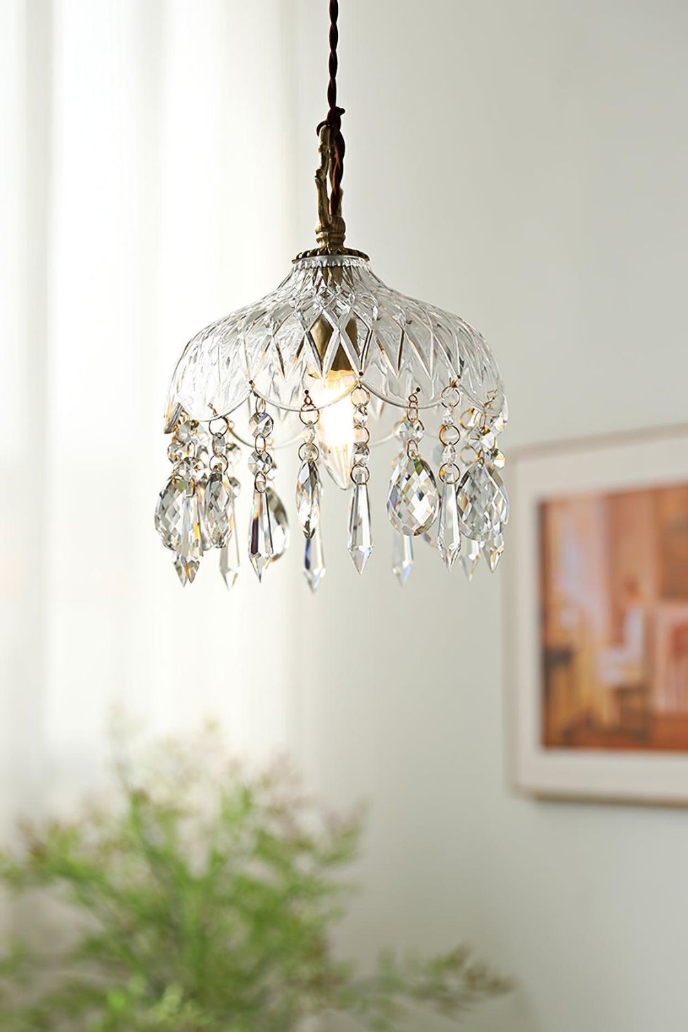 Retro Hanging Ceiling Fixture with Textured Shade for Kitchen Island Entryway Dining Room | Hardwired Single-Bulb Suspended Lighting | Thomler