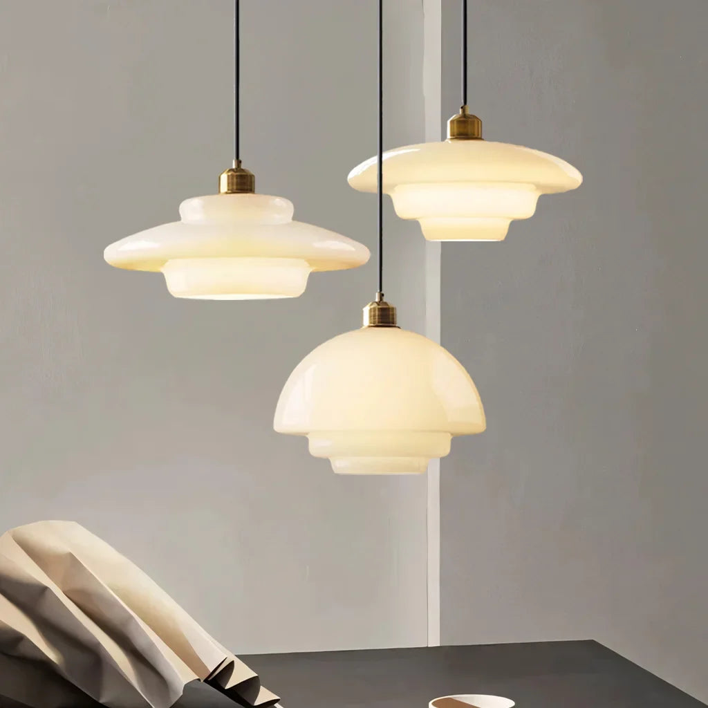 Pendant Light Glass 12.6 in Adjustable Art Deco Dining Room Kitchen Island Hanging Ceiling Lamp | Thomler