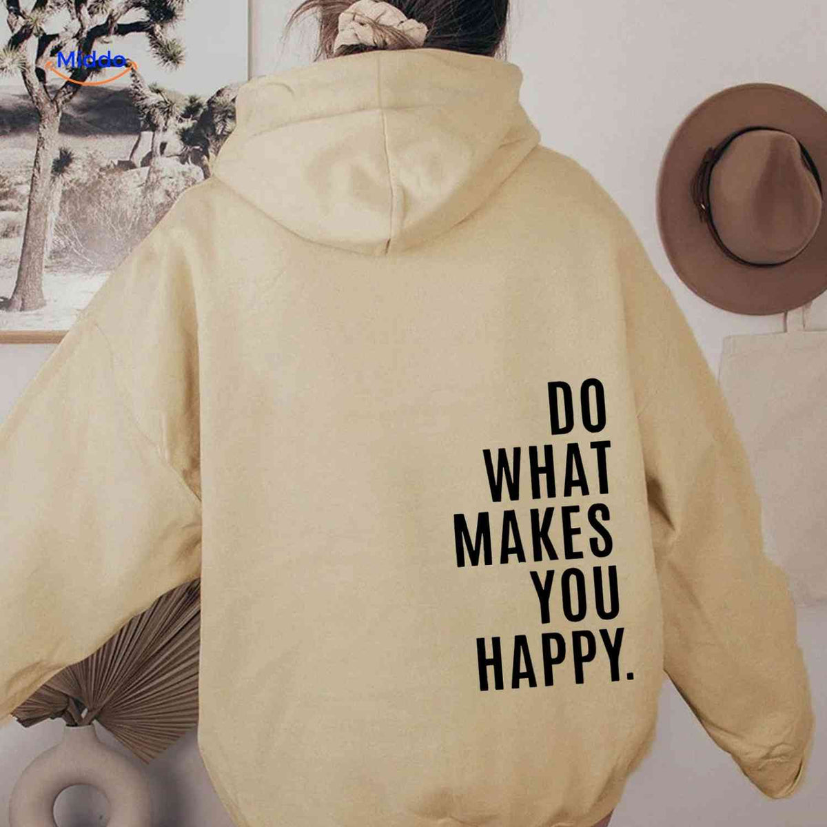 Relaxed-Fit Motivational Pullover Hoodie with Drop Shoulders – Soft Cotton Blend for Women | Thomler