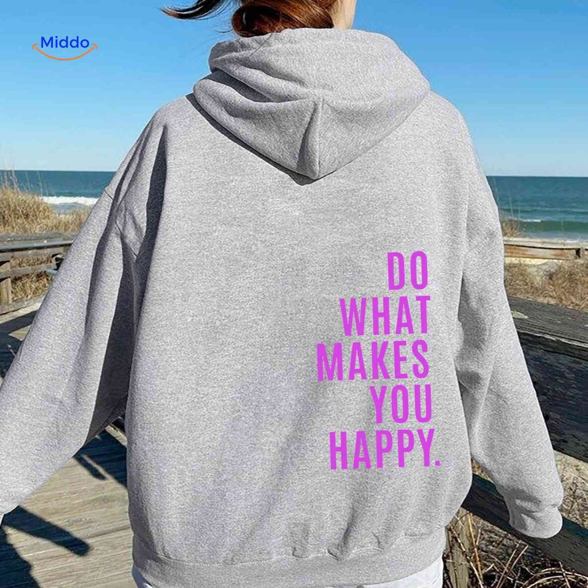 Relaxed-Fit Motivational Pullover Hoodie with Drop Shoulders – Soft Cotton Blend for Women | Thomler