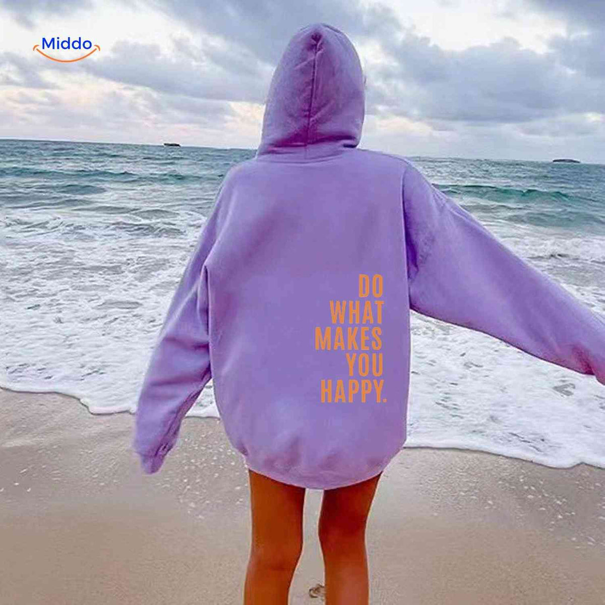 Relaxed-Fit Motivational Pullover Hoodie with Drop Shoulders – Soft Cotton Blend for Women | Thomler