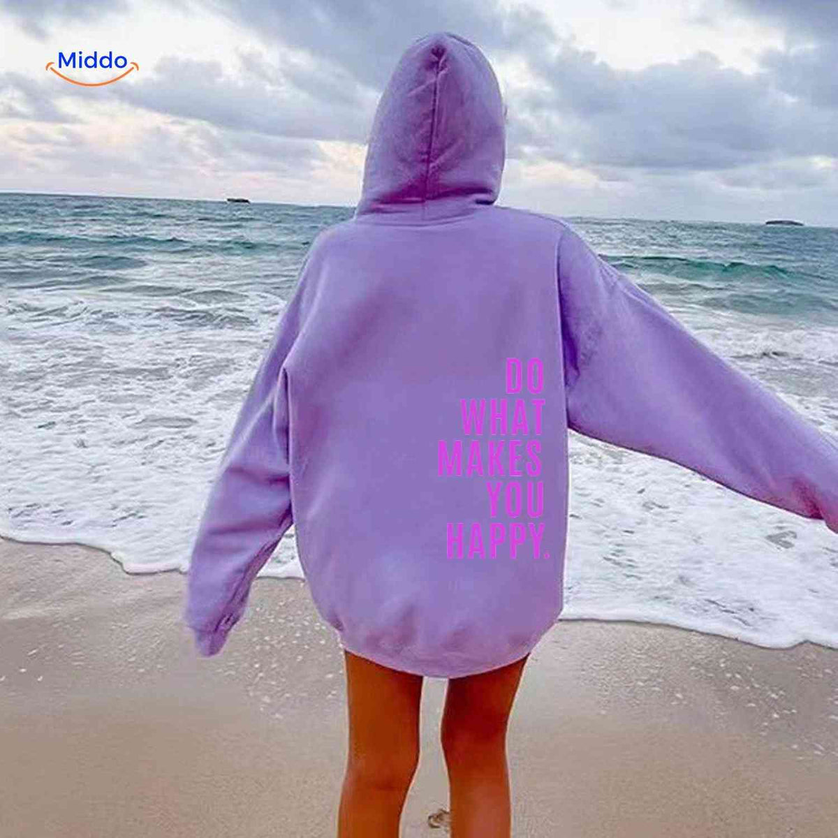 Relaxed-Fit Motivational Pullover Hoodie with Drop Shoulders – Soft Cotton Blend for Women | Thomler