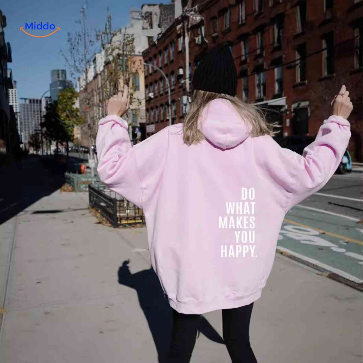 Relaxed-Fit Motivational Pullover Hoodie with Drop Shoulders – Soft Cotton Blend for Women | Thomler