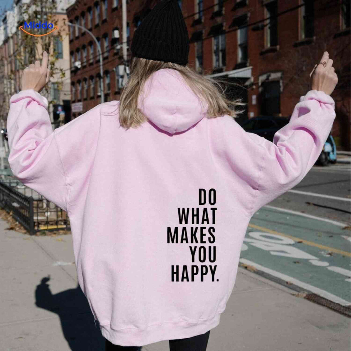 Relaxed-Fit Motivational Pullover Hoodie with Drop Shoulders – Soft Cotton Blend for Women | Thomler