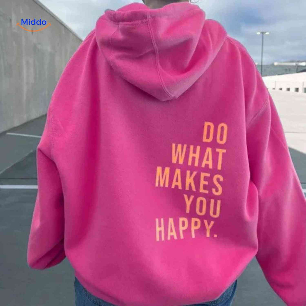 Relaxed-Fit Motivational Pullover Hoodie with Drop Shoulders – Soft Cotton Blend for Women | Thomler