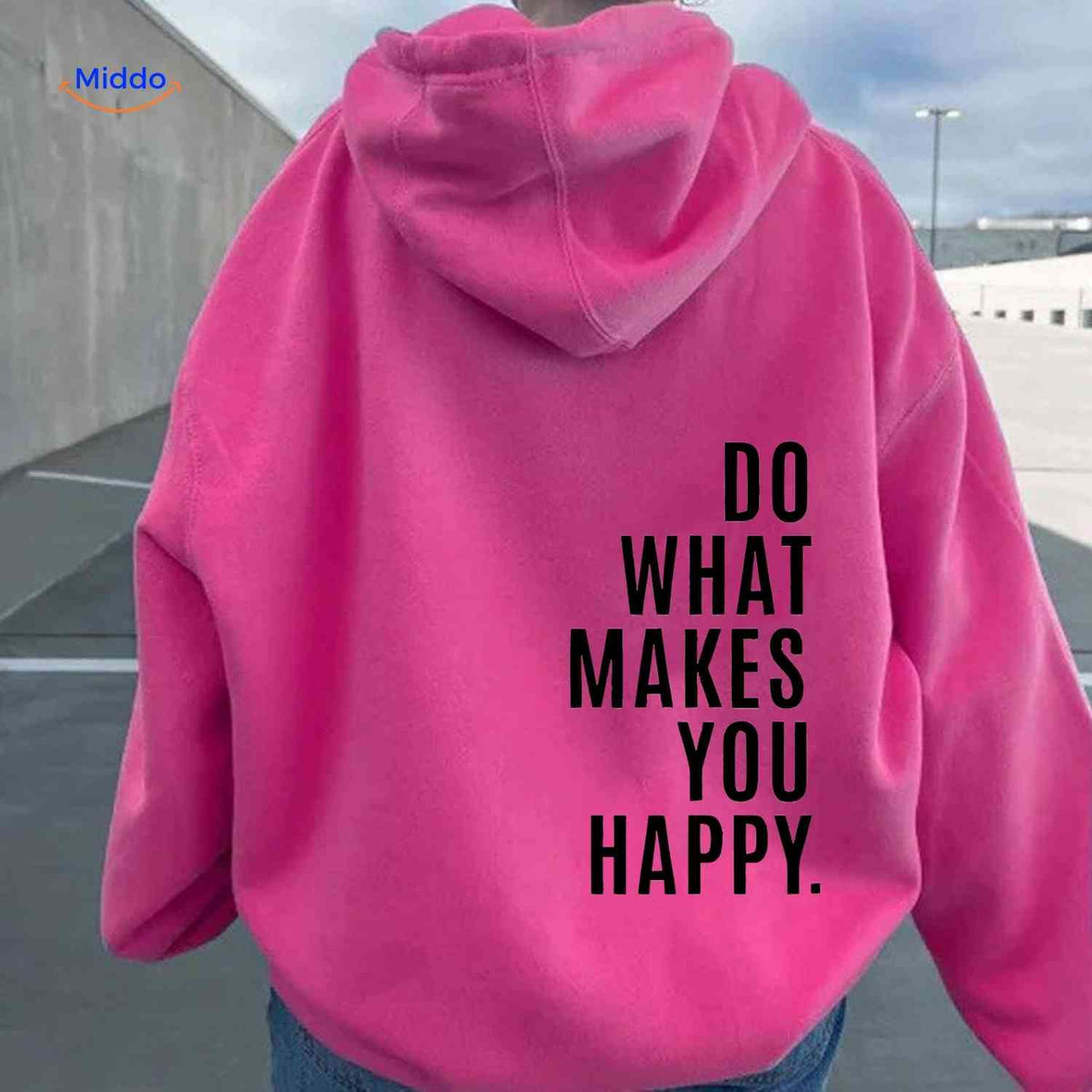Relaxed-Fit Motivational Pullover Hoodie with Drop Shoulders – Soft Cotton Blend for Women | Thomler