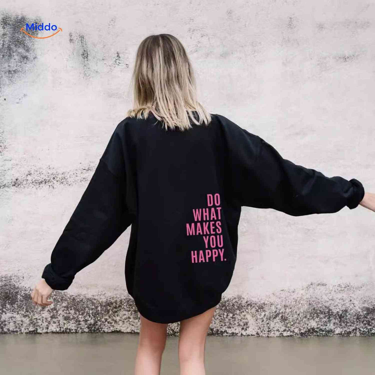 Relaxed-Fit Motivational Pullover Hoodie with Drop Shoulders – Soft Cotton Blend for Women | Thomler