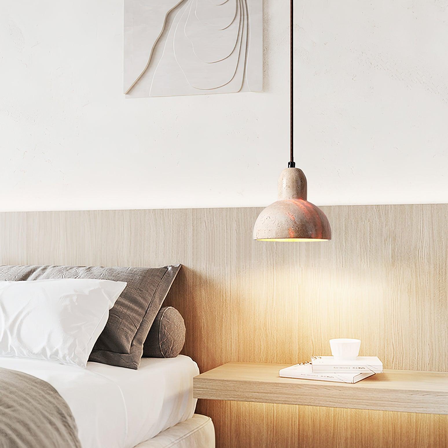 Stone Hanging Lamp E26 40W Natural Texture Overhead Light for Island Counter Breakfast Nook Focused Downlight | Thomler