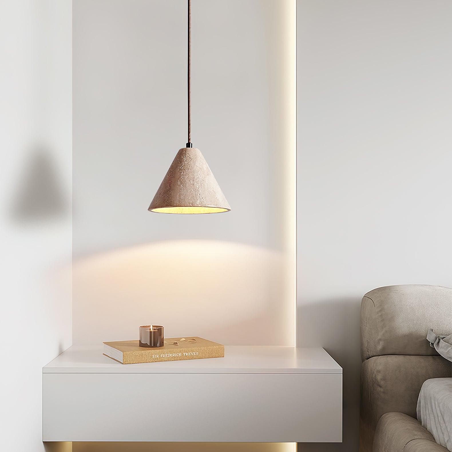 Stone Hanging Lamp E26 40W Natural Texture Overhead Light for Island Counter Breakfast Nook Focused Downlight | Thomler