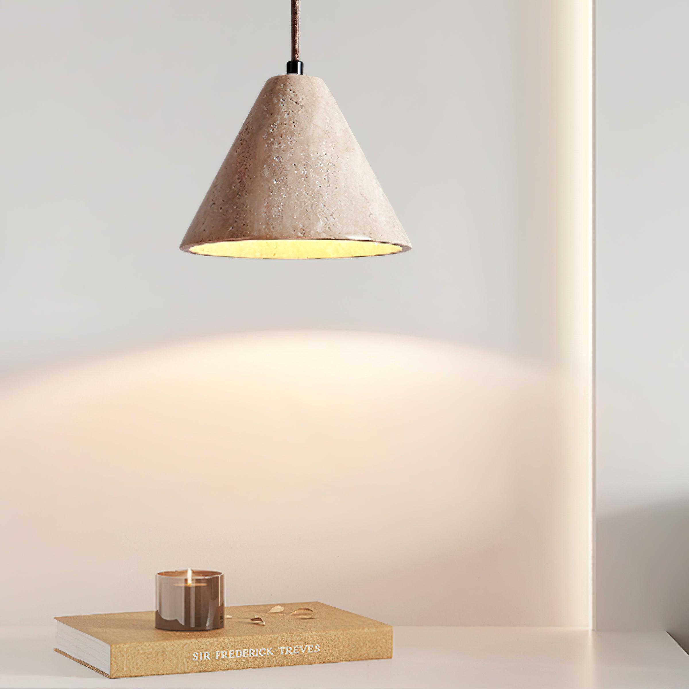 Stone Hanging Lamp E26 40W Natural Texture Overhead Light for Island Counter Breakfast Nook Focused Downlight | Thomler