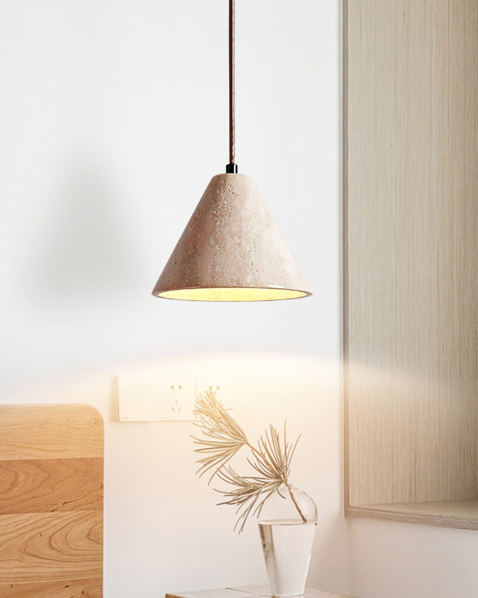Stone Hanging Lamp E26 40W Natural Texture Overhead Light for Island Counter Breakfast Nook Focused Downlight | Thomler