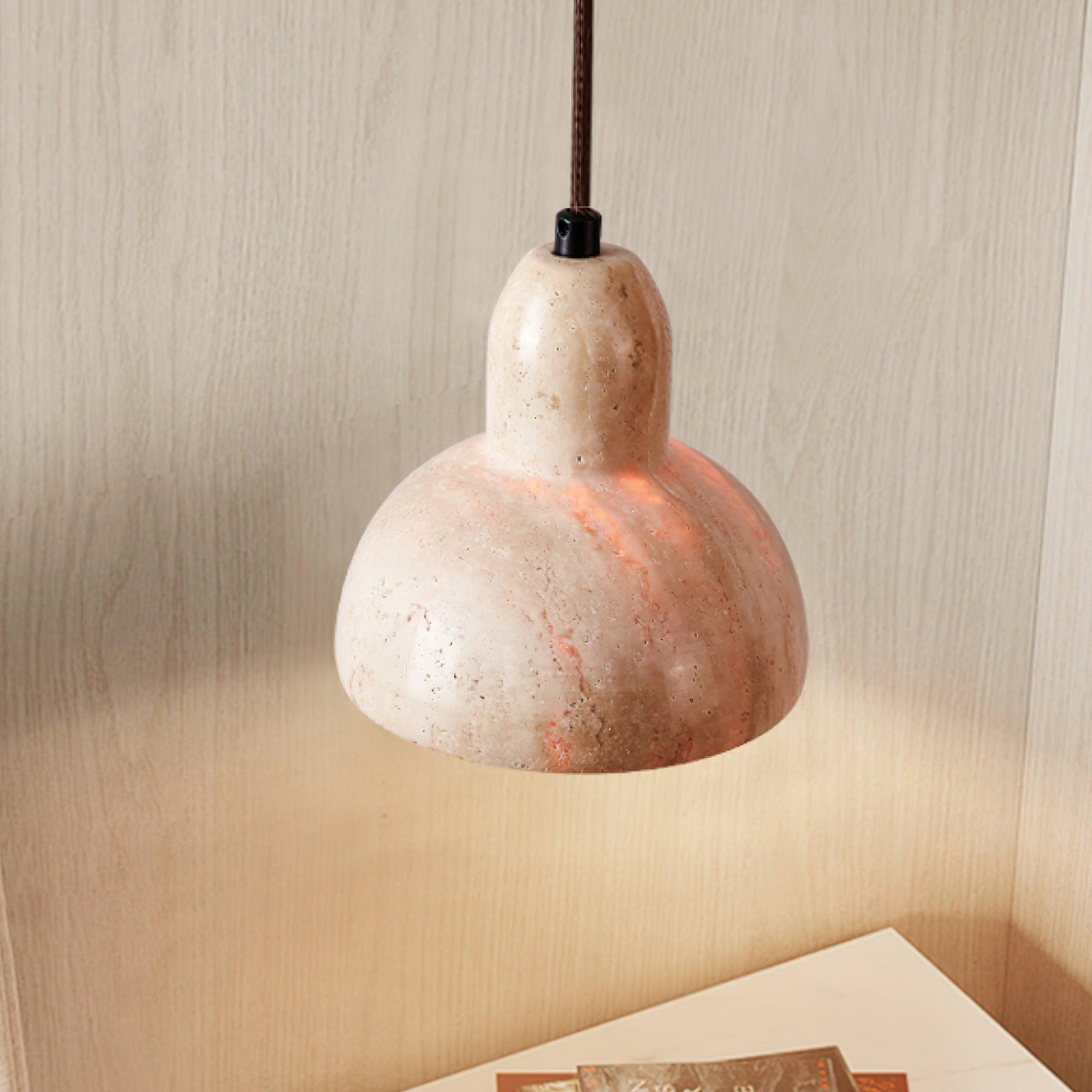 Stone Hanging Lamp E26 40W Natural Texture Overhead Light for Island Counter Breakfast Nook Focused Downlight | Thomler