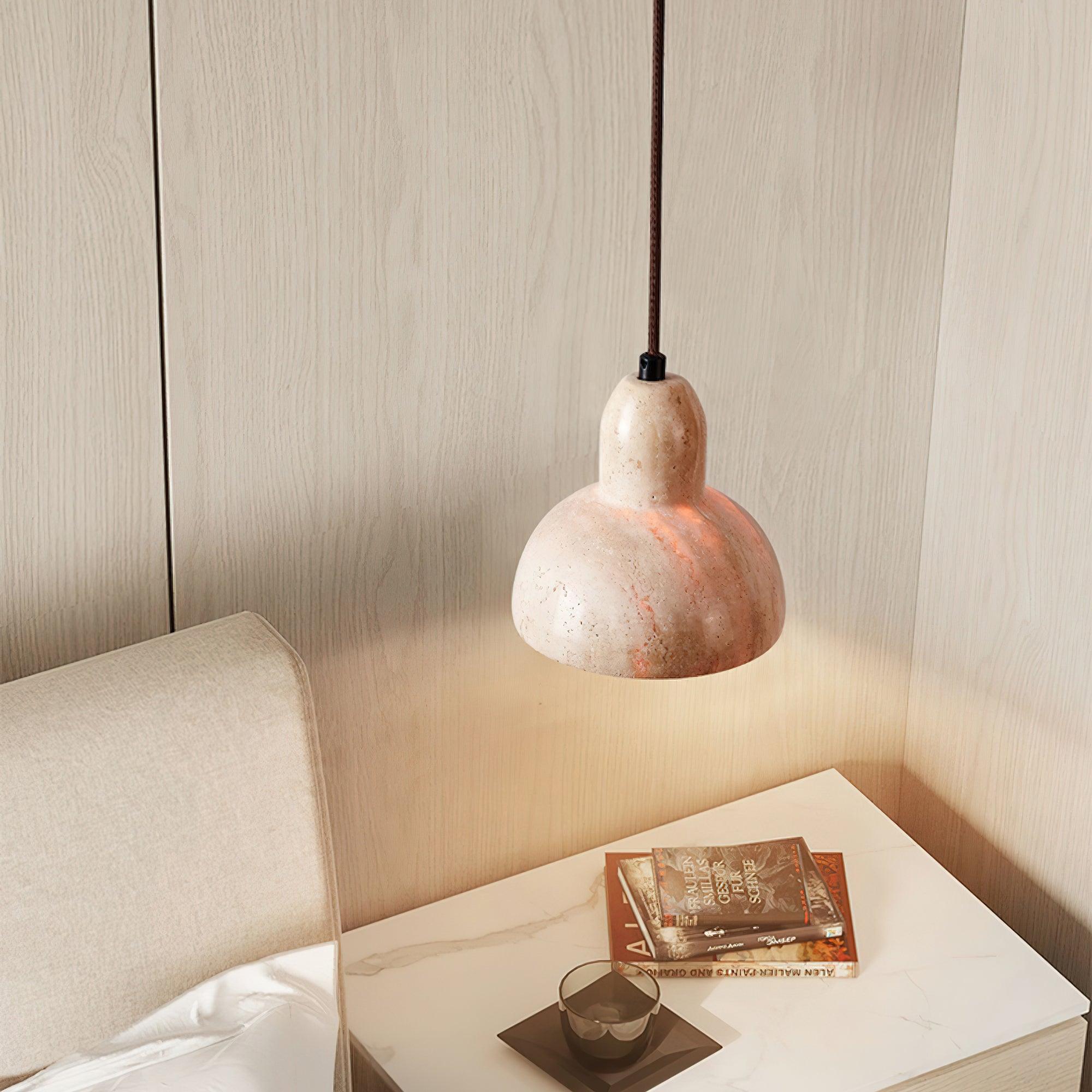 Stone Hanging Lamp E26 40W Natural Texture Overhead Light for Island Counter Breakfast Nook Focused Downlight | Thomler