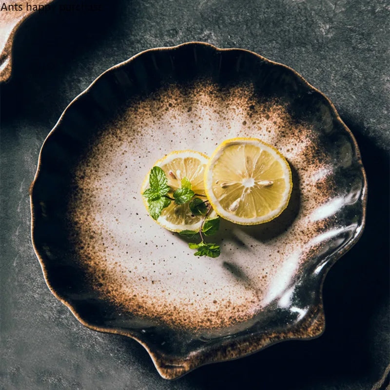 Dinner Plate Ceramic 8 in Coastal Dining Shell Design Elegant Tableware | Thomler