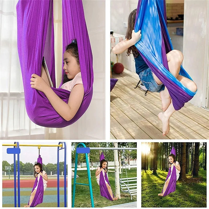 Indoor Sensory Swing for Kids – Cocoon Hammock Chair for Calming & Focus – Cotton Hanging Seat for Children's Play Room, Bedroom, Therapy | Thomler