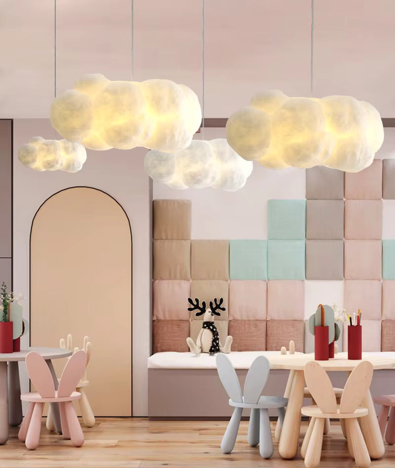 Cloud-Inspired Pendant Light – Modern Floating Design for Living Room, Bedroom & Dining | Adjustable Hanging Light Fixture, White Shade | Thomler