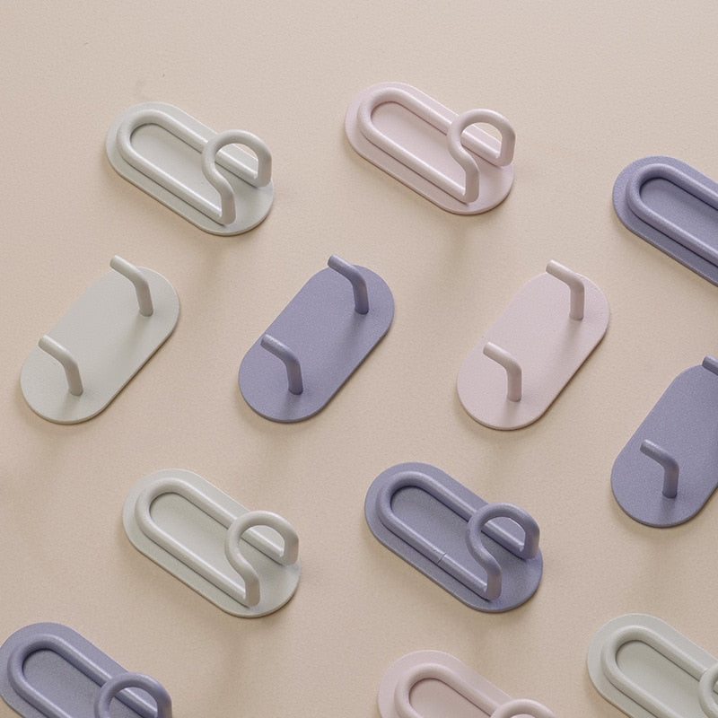 Wall Hook Metal 7.0 cm Pink Self Adhesive Bathroom Kitchen Double Coat Towel Key Holder No Drill Storage Organiser | Thomler
