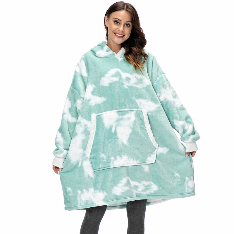 Oversized Wearable Blanket Hoodie with Pocket – Soft Fleece Throw for Couch & Bed – One Size Adults & Teens | Thomler