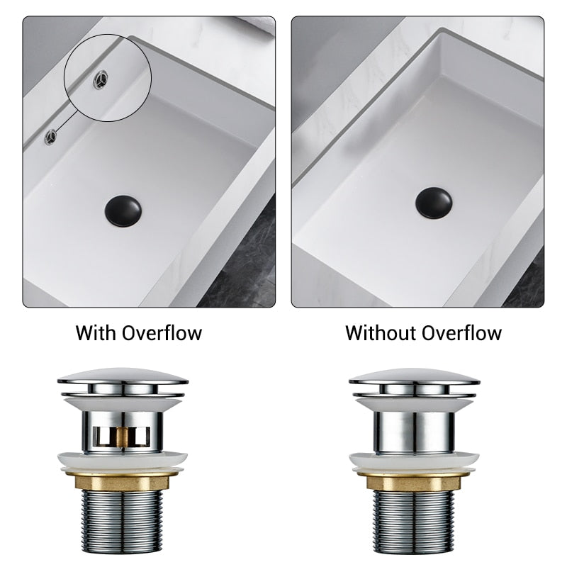 Vessel Sink Drain Assembly with Pop-Up Stopper for Modern Bathrooms – Overflow & Non-Overflow Configurations | Thomler