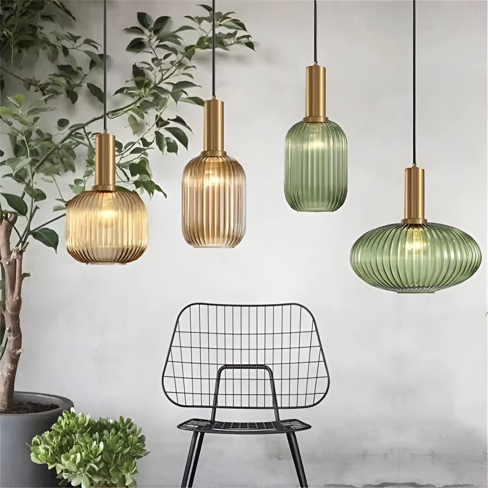 Pendant Light Glass E27 Ø30.0 cm Champagne Dining Room Kitchen Island Hanging Ceiling Lamp Retro Nordic Vintage | Thomler