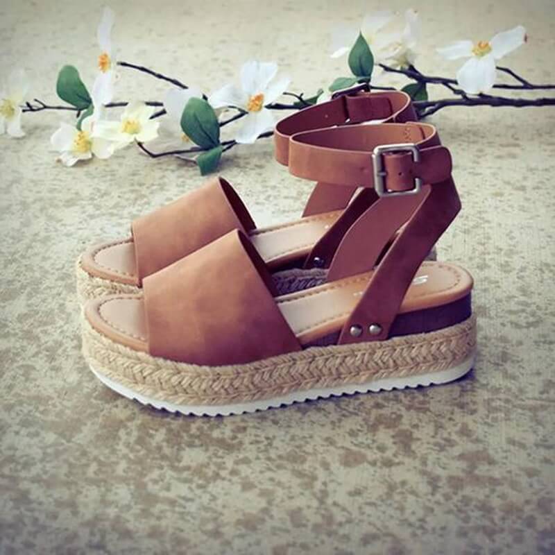 Women's Ankle Strap Platform Wedge Sandals Open Toe Buckle Shoes for Summer Casual Wear | Thomler