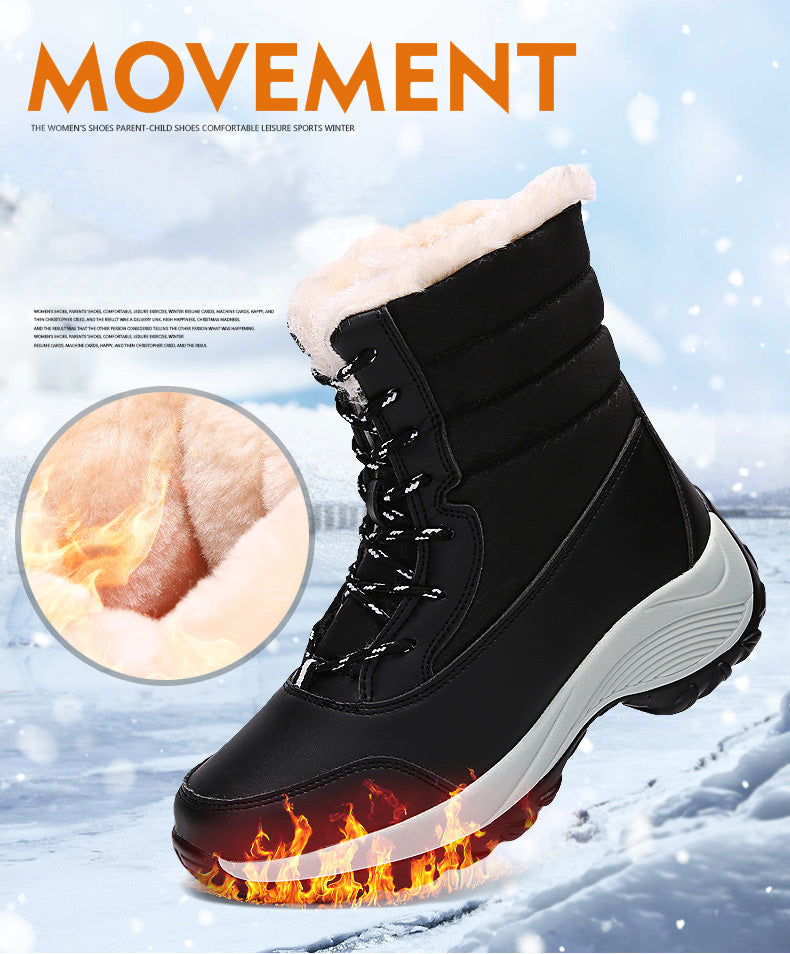 Plush-Lined Winter Boots for Women – Cozy Mid-Calf Snow Boots with PU Leather Upper & Non-Slip Sole for Cold Weather & Daily Wear | Thomler