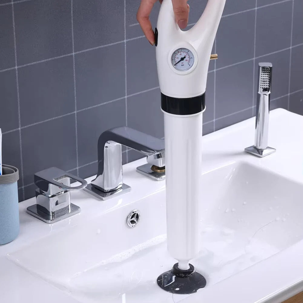 Pneumatic Drain Blaster Tool Kit for Sinks Toilets Tubs | Professional Pressure Pump Clog Remover System with 3 Nozzles | Unclogs Drains | Thomler