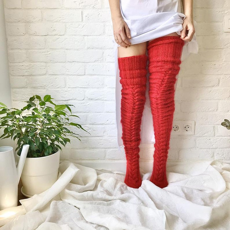 Women's Cable-Knit Over-The-Knee Socks – Stretch-Fit Thermal Leg Warmers for Winter, Casual & Layered Looks | Thomler