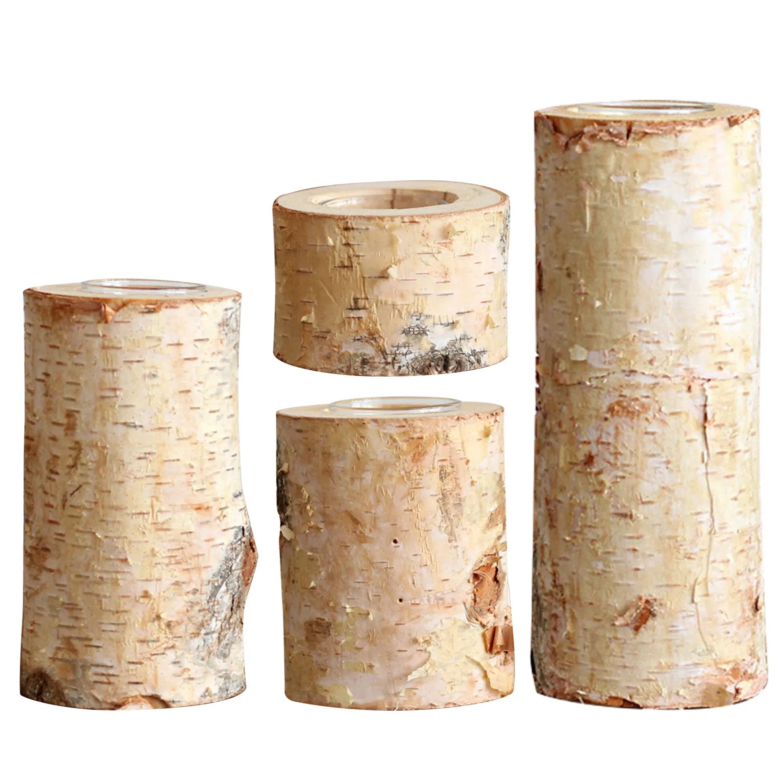 Candle Holder Birch Wood 2–8 in Rustic Centerpiece Living Room Decorative Accent | Thomler