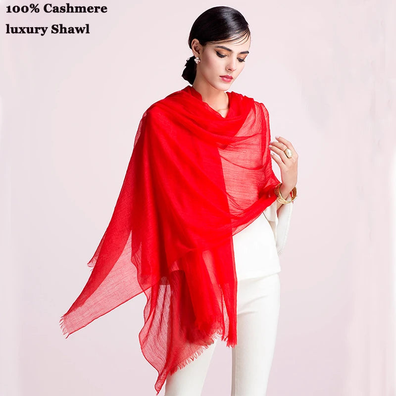 Pure Cashmere Wrap – Lightweight 91x39 in Long Scarf for Women, Ultra Soft All-Season Shawl, Cozy & Breathable Neck Accessory | Thomler