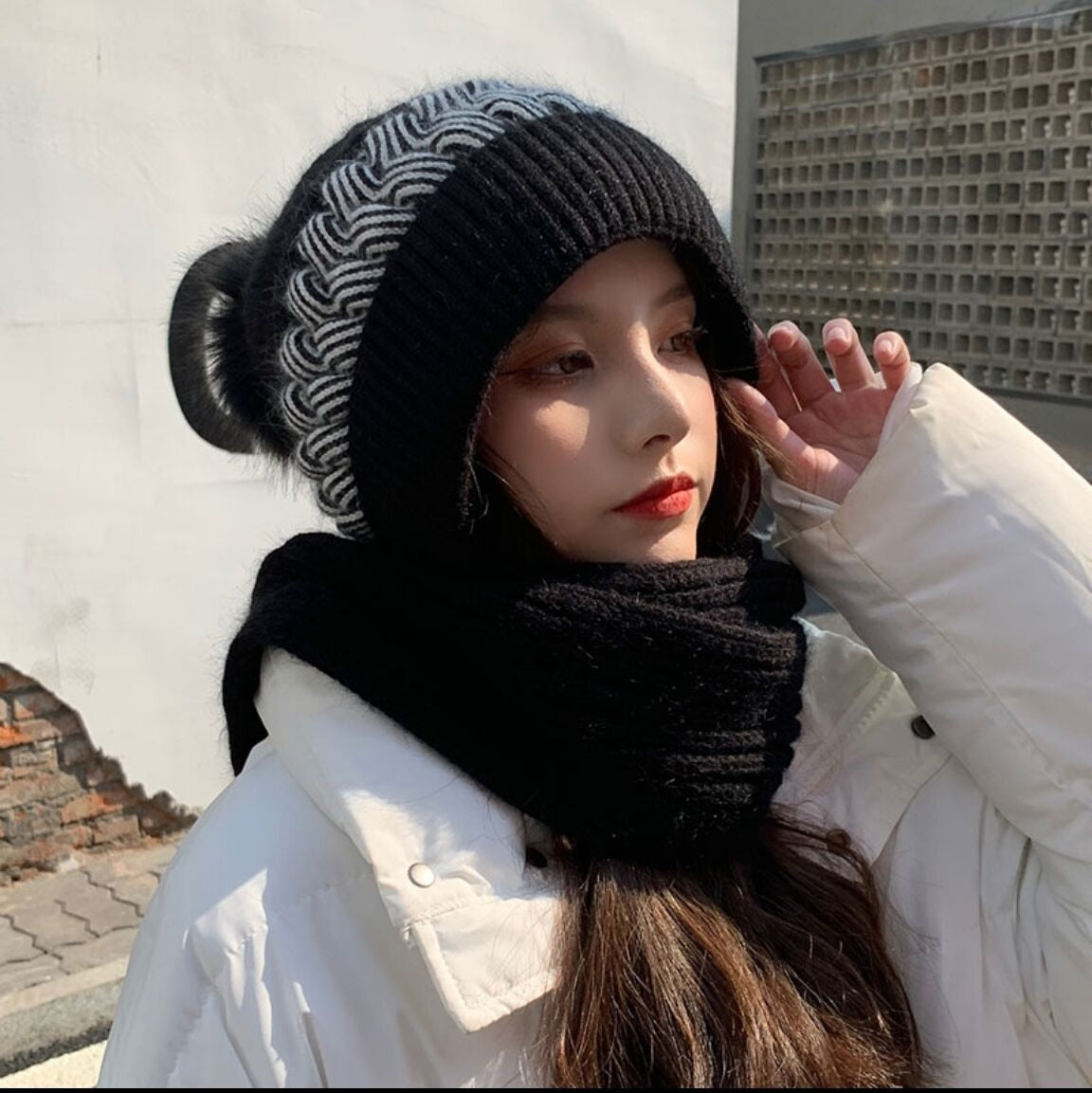 Hooded Scarf Winter Wrap with Attached Beanie for Women | Knit Cowl Hood Combo | Cozy Head & Neck Warmth | Soft Rayon Blend | Versatile | Thomler