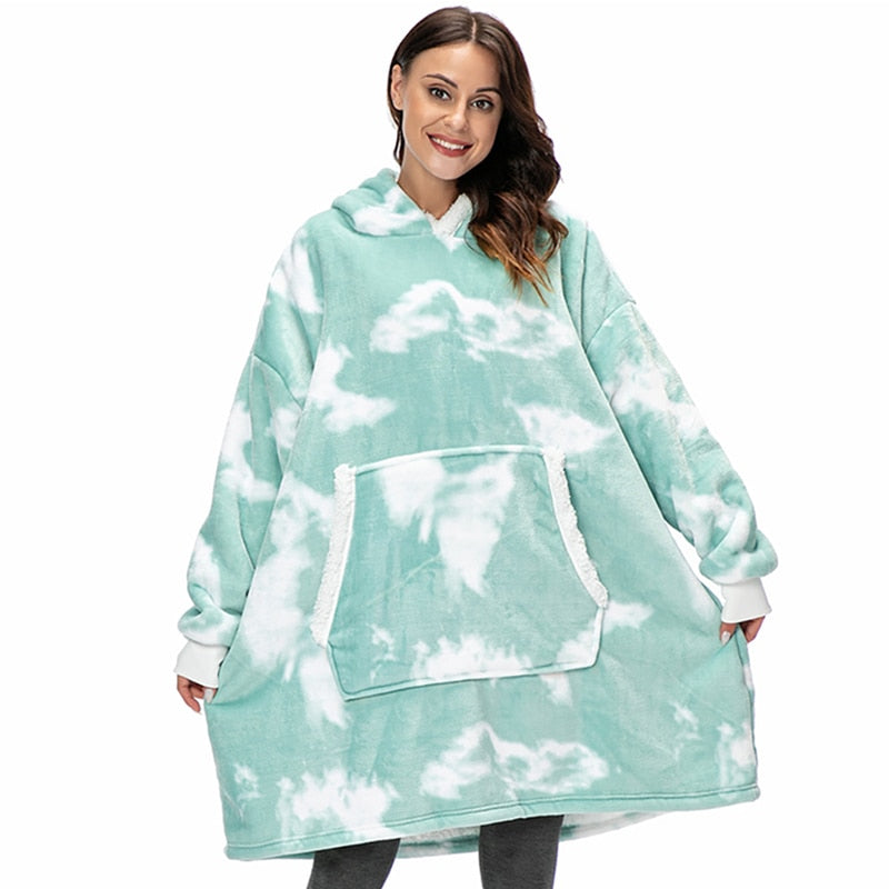 Oversized Wearable Blanket Hoodie with Pocket – Soft Fleece Throw for Couch & Bed – One Size Adults & Teens | Thomler