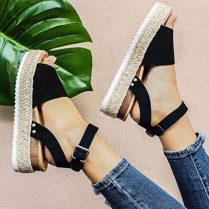 Women's Ankle Strap Platform Wedge Sandals Open Toe Buckle Shoes for Summer Casual Wear | Thomler